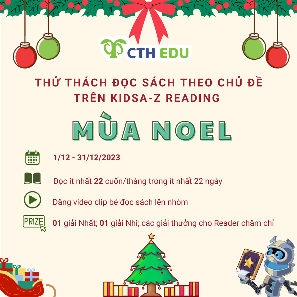 Thử thách đọc sách theo chủ đề trên KidsA-Z Reading tháng 12/2023 - Mùa Noel